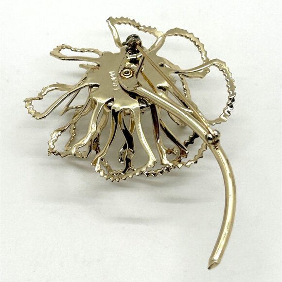 Vintage Aurora Borealis Brooch Rhinestone Sarah Coventry Gold-Tone Flower 1960s - Picture 10 of 12